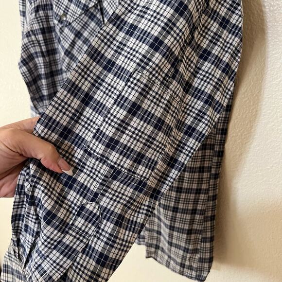 Sovereign Code Jackson blue plaid button up long sleeve western shirt Medium - Picture 7 of 11